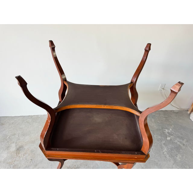1970's Vintage Baker - Style Mahogany Side Tables With Lower Shelf - A Pair For Sale - Image 12 of 12