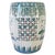 A vibrant green and pink Chinese porcelain garden stool featuring beautiful lotus flowers, dragonflies, cranes, and lucky...