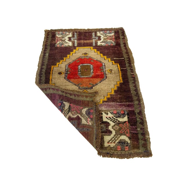 Mid-Century Modern Vintage Mid Century Purple Rug For Sale - Image 3 of 4