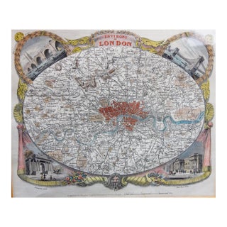 Antique Map of London by Thomas Moule and William Schmollinger For Sale