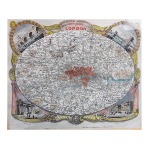 Antique Map of London by Thomas Moule and William Schmollinger