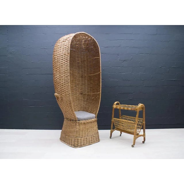 Large Italian Rattan Lounge Chair, 1970s, in Flawless conditions. Designed 1970 to 1979