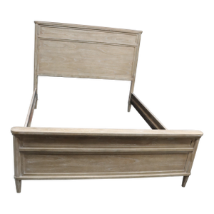 Contemporary Whitewashed Oak Queen Panel Bed Frame