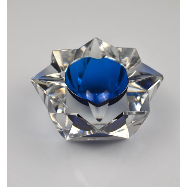 Faceted Crystal Ashtray with Blue Center from Saint Louis, France, 1970s For Sale - Image 13 of 13