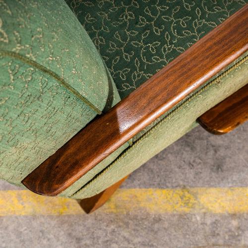 Wood Armchair with Floral Jacquard Upholstery from Jindrich Halabala, 1950s For Sale - Image 7 of 11