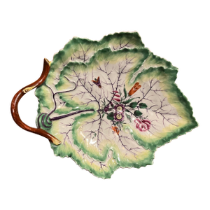 Antique 18th Century First Period Worcester Porcelain Leaf Dish With Flowers & Insects Circa 1765