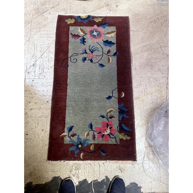 Antique Chinese Art Deco Rug 2.1' X 4.1' (64cm X 125cm) 1920s For Sale In New York - Image 6 of 6