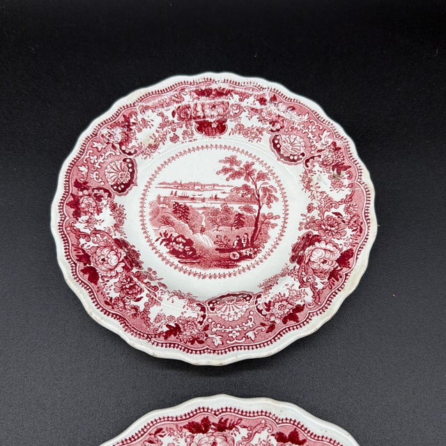 A Rare Pair of Antique Red Transferware Plates, “New York, Us”, Circa 1830’s For Sale - Image 11 of 12