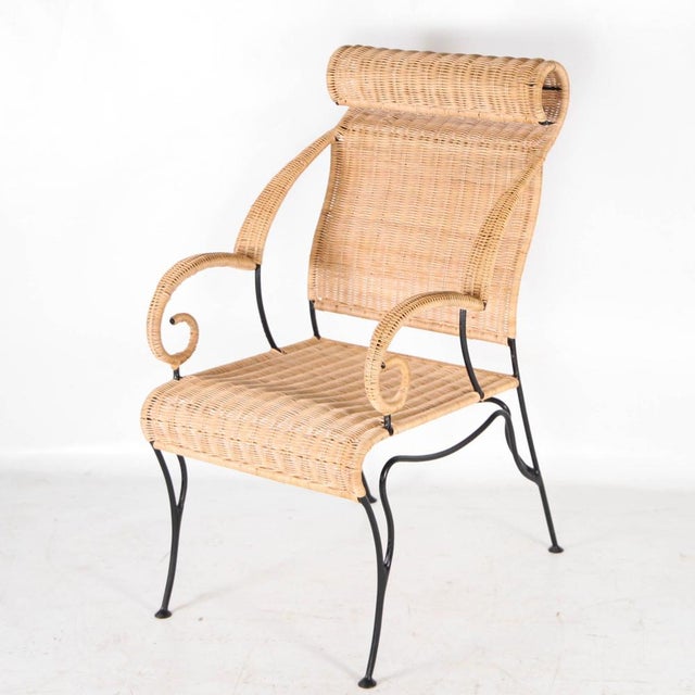 Wicker and Blackened Iron Armchairs, 1990s, Set of 2 For Sale - Image 6 of 18