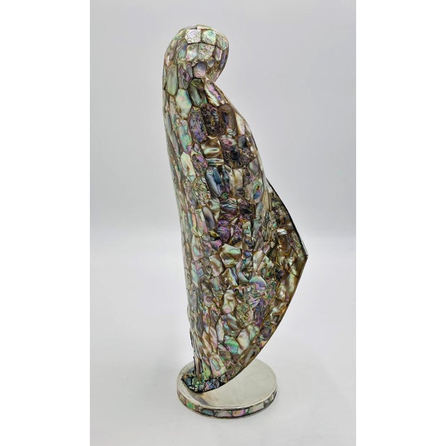 Figurative 1980s Large Silver & Abalone Madonna Sculpture by Emilia Castillo for Los Castillo For Sale - Image 3 of 18