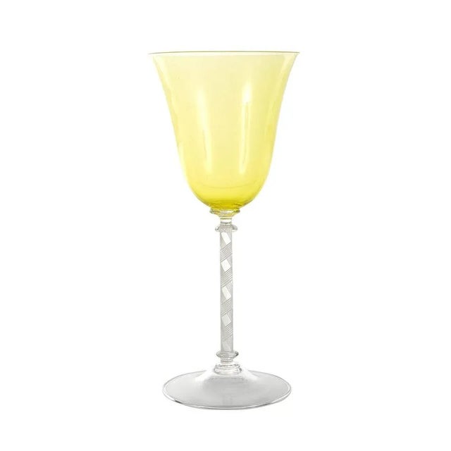 Murano Glass Yellow Chalice Goblet size 4 x 9" A beautiful piece that will add to your décor!