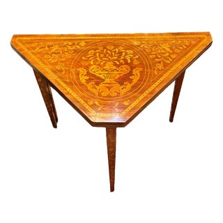 Late 18th Century Georgian Folding Gate-Leg Hall / Tea / Card / Games / Occasional Table in Mahogany With Extensive Classical Inlay Marquetry For Sale