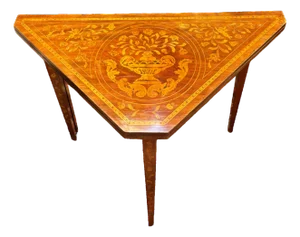 Late 18th Century Georgian Folding Gate-Leg Hall / Tea / Card / Games / Occasional Table in Mahogany With Extensive Classical Inlay Marquetry