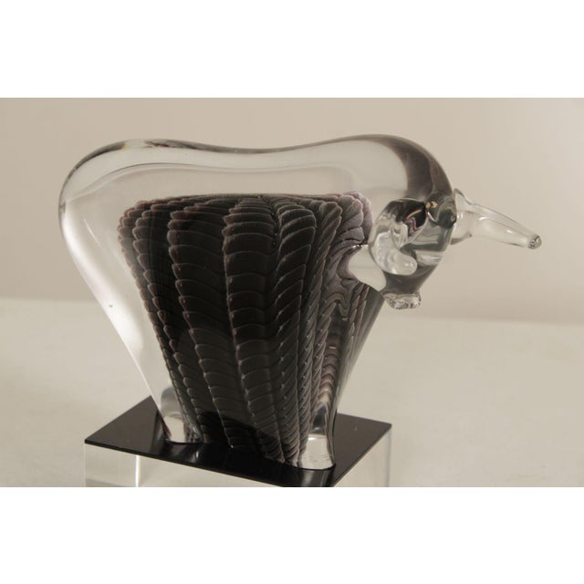 Contemporary F.M. Konstglas Glass Bull Sculpture For Sale - Image 3 of 18