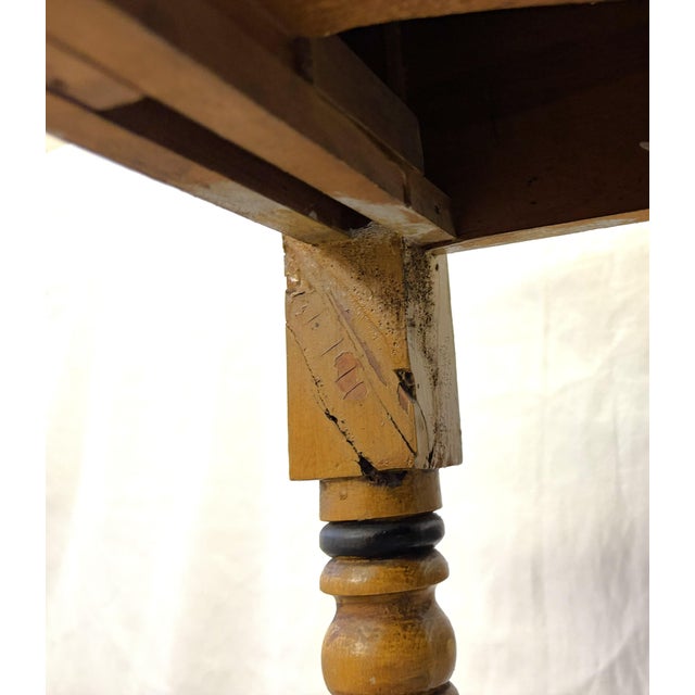 Primitive Farmhouse Handmade and Painted Pine Table With Drawer For Sale - Image 16 of 18