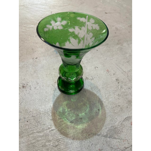 Pair of 1960s Green Glass Vases For Sale - Image 4 of 8