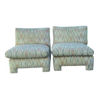 1970s Mid-Century Modern Parsons Slipper Lounge Chairs- a Pair For Sale