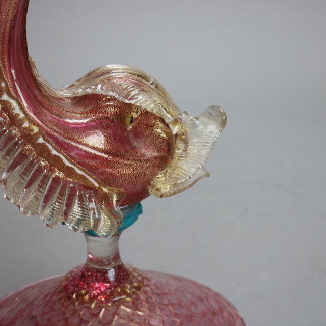 Antique Venetian Art Glass Figural Fish Vase Circa 1920 For Sale - Image 4 of 7