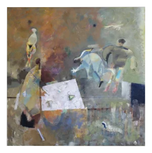 Victor Karnauh, A Random Meeting, Oil on Canvas, 1990s