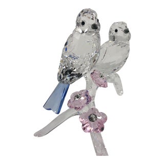 Contemporary Swarovski Blue Bird Couple Figurine For Sale