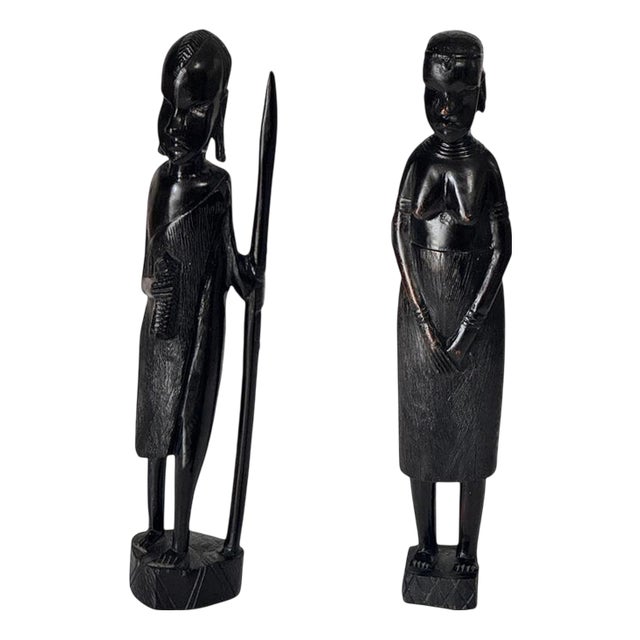 African Sculptures in Heavy Hardwood, Set of 2 For Sale