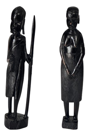 African Sculptures in Heavy Hardwood, Set of 2