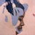 Swarm by Luke Mack | Oil on wood panel profile of a woman with abstract shapes around her For Sale