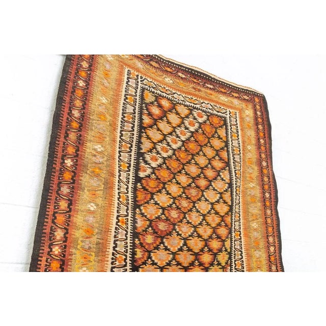 Early 20th Century Vintage Persian Veramin Kilim Orange Area Rug 4'9'' X 9'8'' For Sale In Detroit - Image 6 of 11