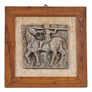Squarzoni, Bas-Relief of Horses, Mixed Media For Sale