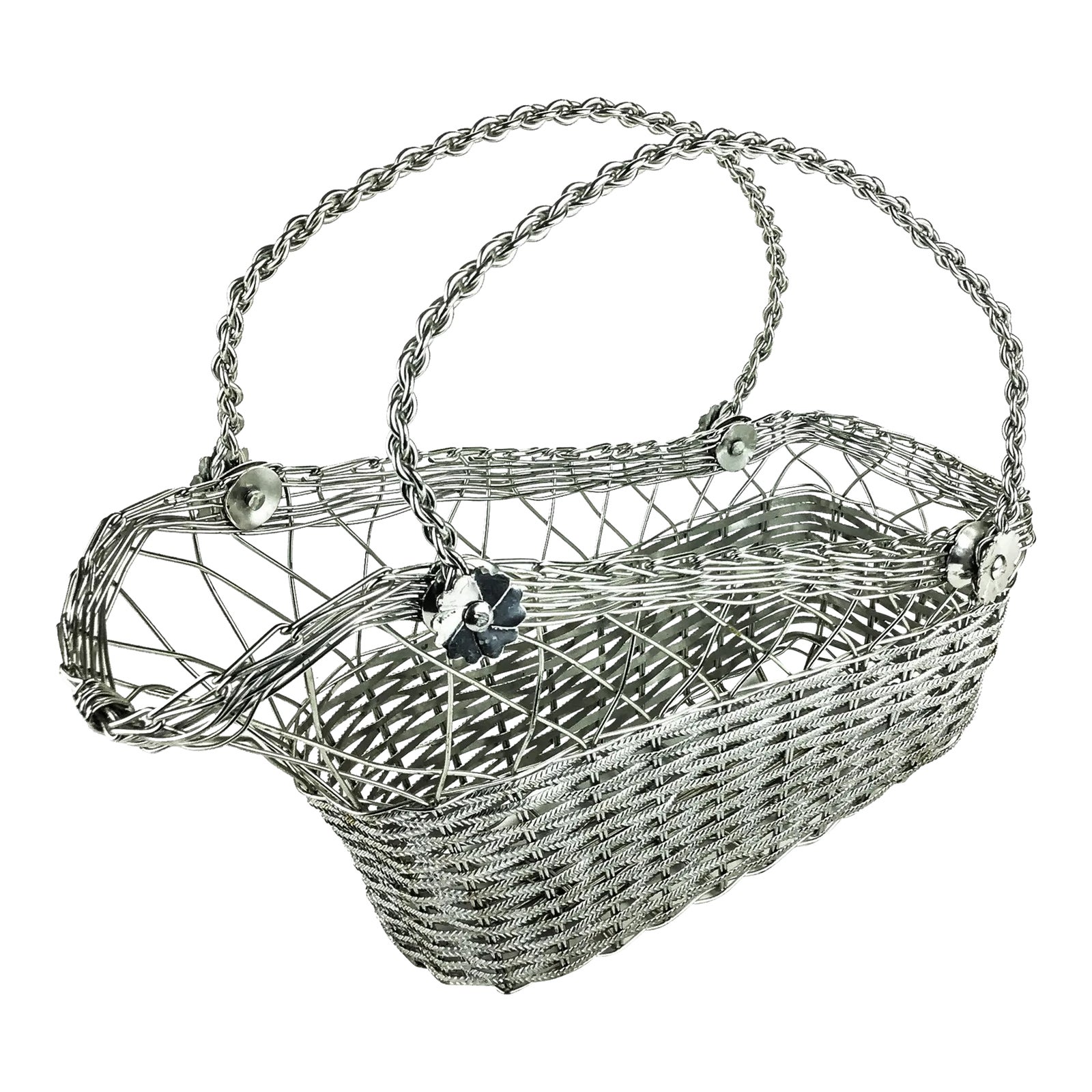 Silver Tone Wire Basket Wine Holder Chairish