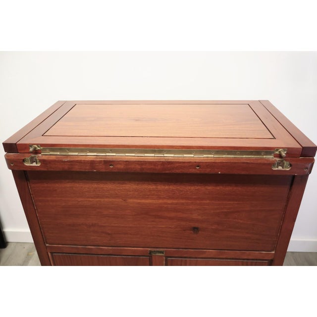 1960s George Zee Teak and Brass Flip-Top Cocktail Bar Cabinet For Sale - Image 11 of 16
