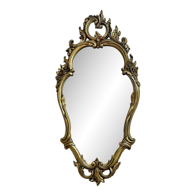 Vintage Hollywood Regency Ornate Oval Mirror by Syroco For Sale