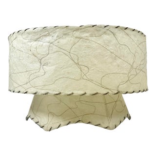 1940s Vintage Boho Chic Arts & Crafts 2 Tier Scalloped Edge Fiberglass Lamp Shade For Sale