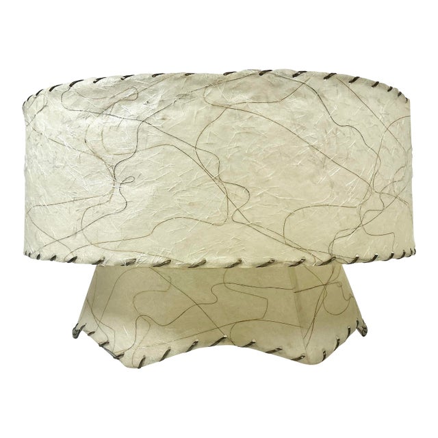 1940s Vintage Boho Chic Arts & Crafts 2 Tier Scalloped Edge Fiberglass Lamp Shade For Sale