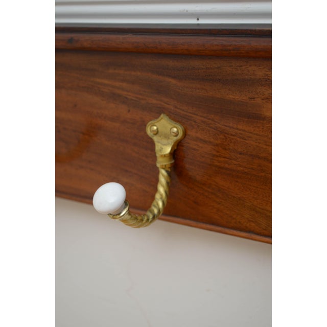 William IV Mahogany Coat Rack with Twisted Rope & Ceramic Hooks, 1850s For Sale - Image 9 of 12