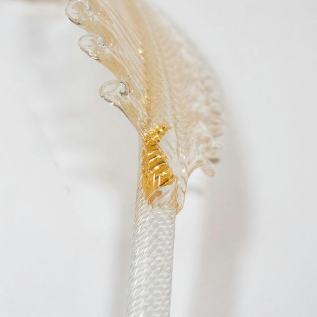 Vintage Traditional Floral Three-Arm 24k Gold Infused Murano Glass Chandelier For Sale - Image 4 of 12