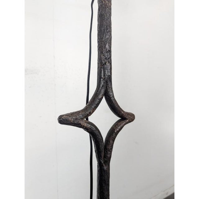 Metal Gothic Style Wrought Iron Torchère 3-Arm Floor Lamp For Sale - Image 7 of 8