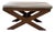Upholstered Custom Teak X-Form Bench For Sale