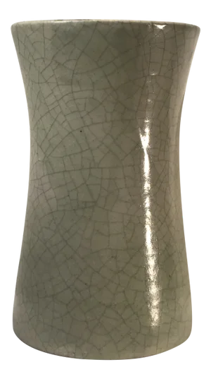 1960s Guido Gambone Green Glazed Ceramic Vase