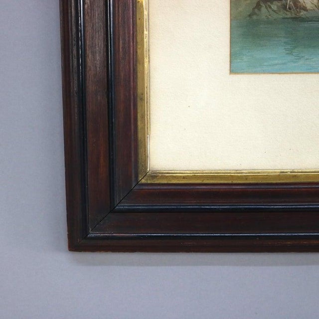 Italian Antique Italian Watercolor Landscape Scene With Ebonized Walnut Frame C1890 For Sale - Image 3 of 13