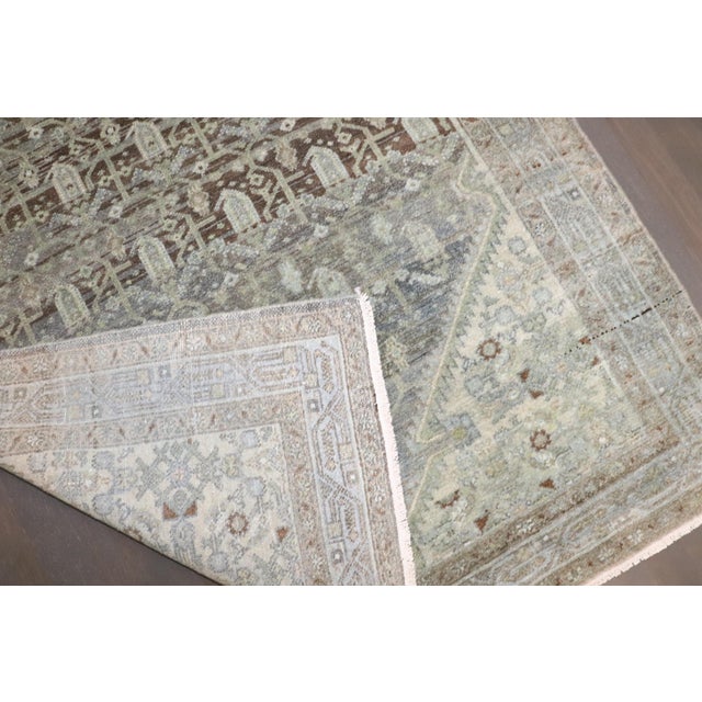Antique Zabihi Collection Long Gray Green Persian Malayer Runner - 3'7" x 20' For Sale - Image 4 of 10