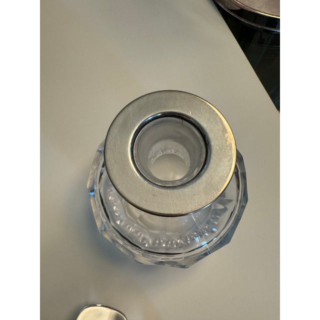Crystal Glass Decanter With Silver Rim For Sale - Image 4 of 7