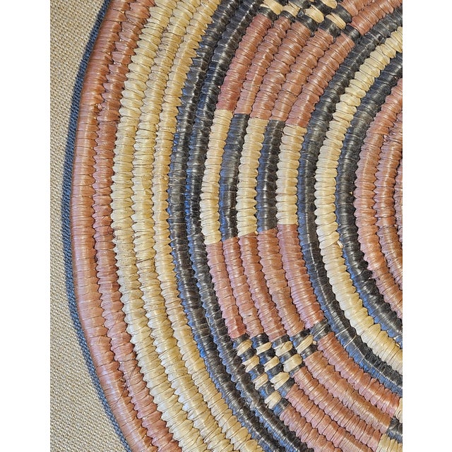 Vintage Hand-Woven Akimel Pima Coiled Tray Basket For Sale - Image 9 of 11