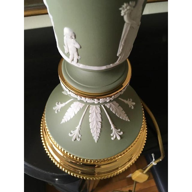 Postmodern Green Porcelain and Brass Table Lamp, Italy, 1970s For Sale - Image 14 of 18