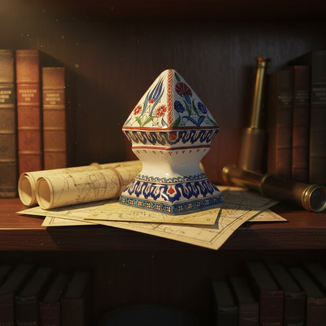 2020s Handmade Ceramic “Newel Post Finial” (Tırabzan) Art Object (10cm) Traditional Ottoman Architectural Form – Solid Decorative Sculpture For Sale - Image 5 of 7
