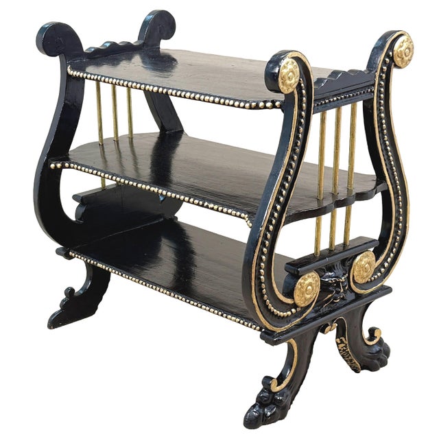 Wood 19th Century Ebonised and Parcel Gilded Étagère, 1880 For Sale - Image 7 of 13
