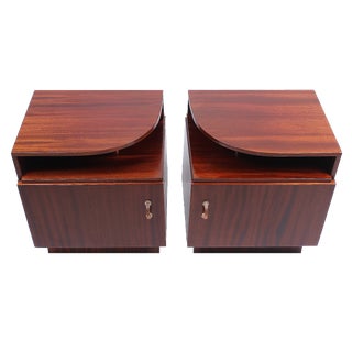 Art Deco Dark Wood Nightstands, 1940s, Set of 2 For Sale
