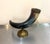 1940s Large Drinking Horn Sculpture on Brass Stand For Sale - Image 5 of 5