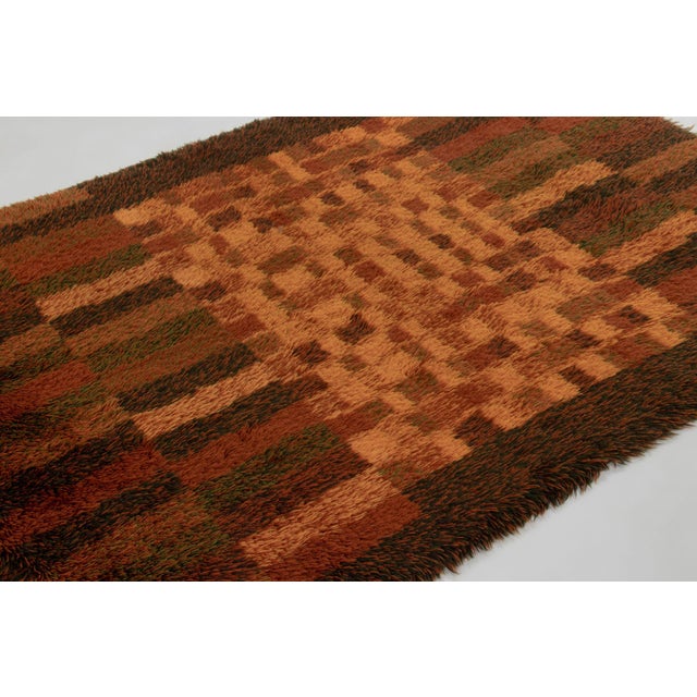 Rug & Kilim Vintage Swedish Rya Rug, Earth Toned Layered Geometry - Rug & Kilim For Sale - Image 4 of 8