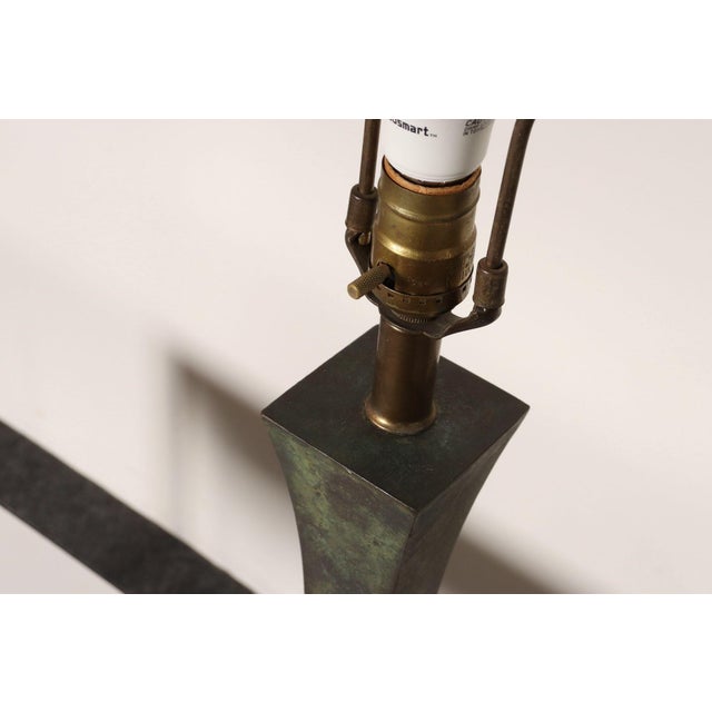 Vintage Verdigris Bronze Columnar Table Lamp by Stewart Ross James for Hansen For Sale - Image 9 of 18